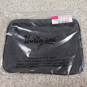 Thirty-One Pocket-A-Tote Black Cross Pop Zippered Pouch Bag Organizer